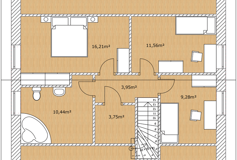 Malmö 130 Obergeschoss Grundriss